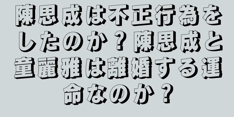 陳思成は不正行為をしたのか？陳思成と童麗雅は離婚する運命なのか？