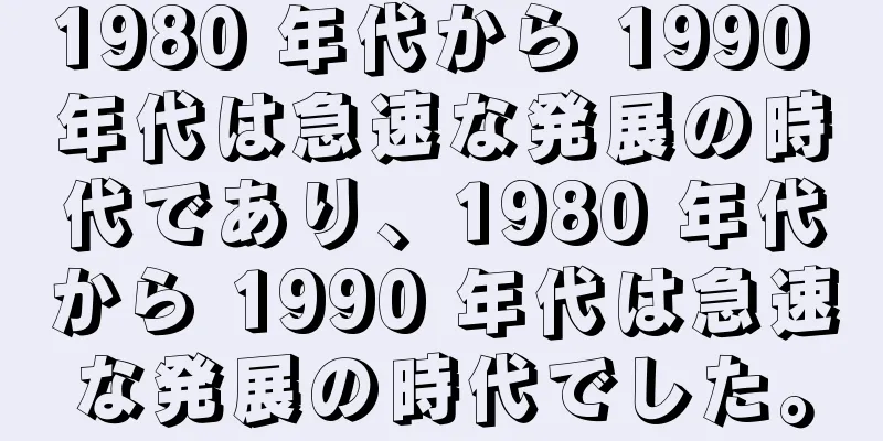 1980 年代から 1990 年代は急速な発展の時代であり、1980 年代から 1990 年代は急速な発展の時代でした。