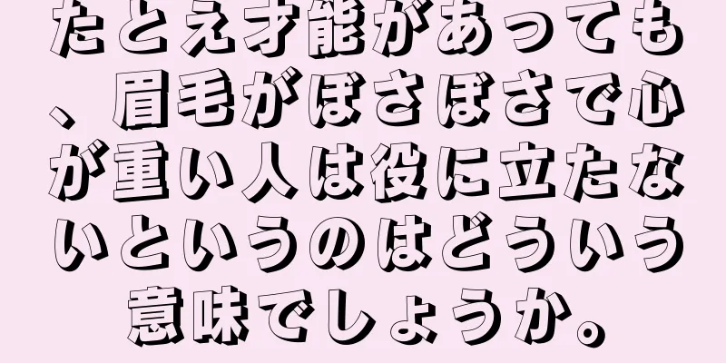 たとえ才能があっても、眉毛がぼさぼさで心が重い人は役に立たないというのはどういう意味でしょうか。