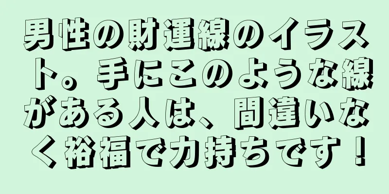 男性の財運線のイラスト。手にこのような線がある人は、間違いなく裕福で力持ちです！