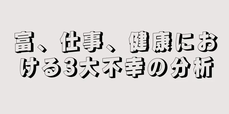 富、仕事、健康における3大不幸の分析