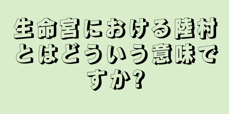 生命宮における陸村とはどういう意味ですか?