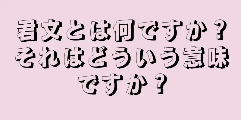 君文とは何ですか？それはどういう意味ですか？