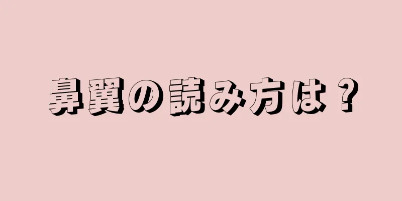 鼻翼の読み方は？