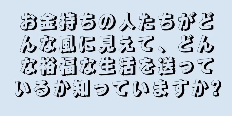 お金持ちの人たちがどんな風に見えて、どんな裕福な生活を送っているか知っていますか?