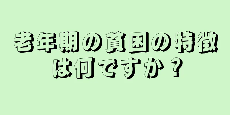 老年期の貧困の特徴は何ですか？