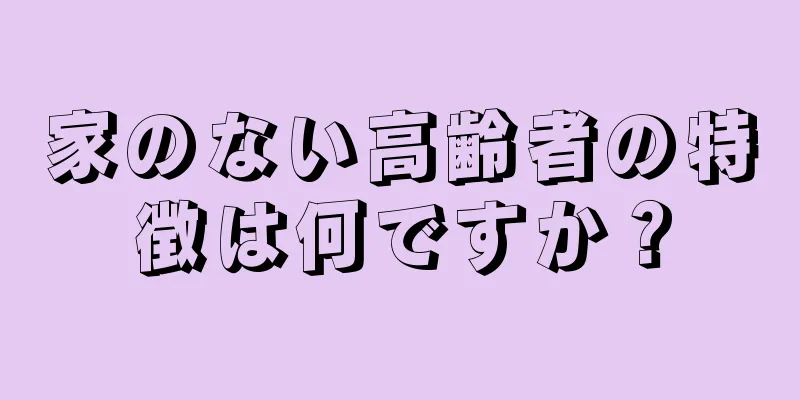 家のない高齢者の特徴は何ですか？