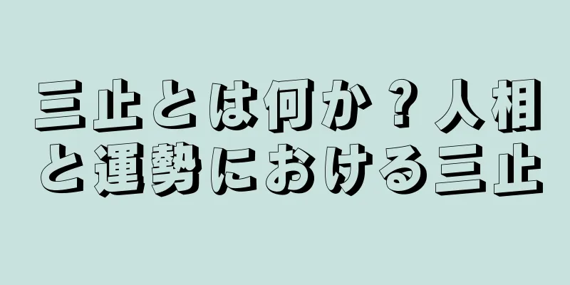 三止とは何か？人相と運勢における三止