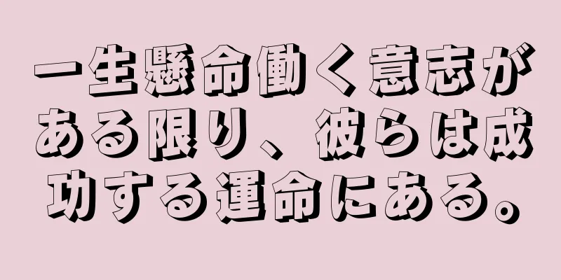 一生懸命働く意志がある限り、彼らは成功する運命にある。