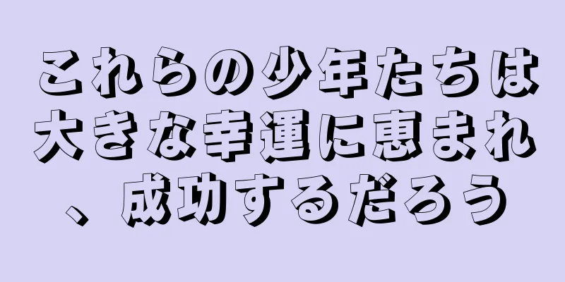 これらの少年たちは大きな幸運に恵まれ、成功するだろう