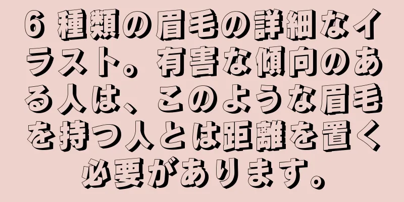 6 種類の眉毛の詳細なイラスト。有害な傾向のある人は、このような眉毛を持つ人とは距離を置く必要があります。