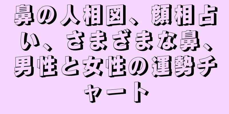 鼻の人相図、顔相占い、さまざまな鼻、男性と女性の運勢チャート