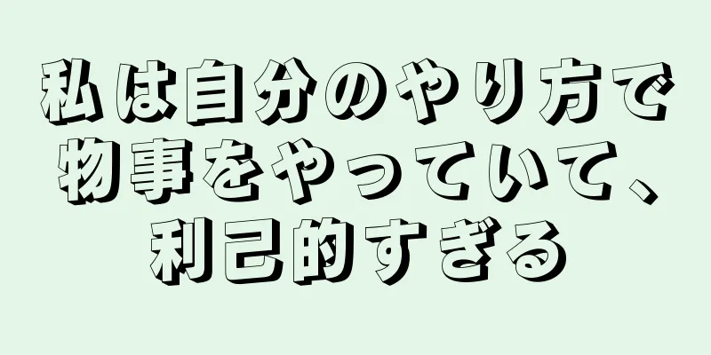 私は自分のやり方で物事をやっていて、利己的すぎる