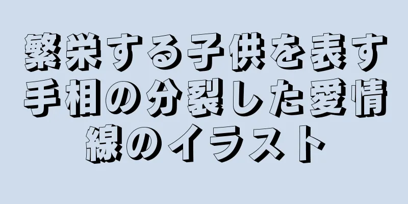 繁栄する子供を表す手相の分裂した愛情線のイラスト