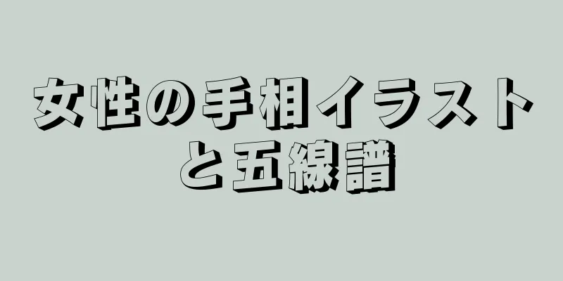 女性の手相イラストと五線譜