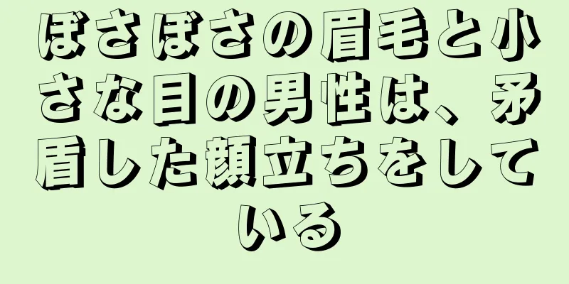 ぼさぼさの眉毛と小さな目の男性は、矛盾した顔立ちをしている