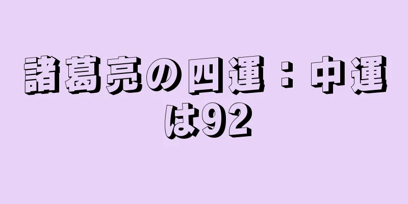 諸葛亮の四運：中運は92