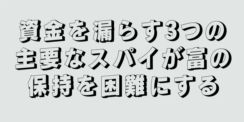 資金を漏らす3つの主要なスパイが富の保持を困難にする