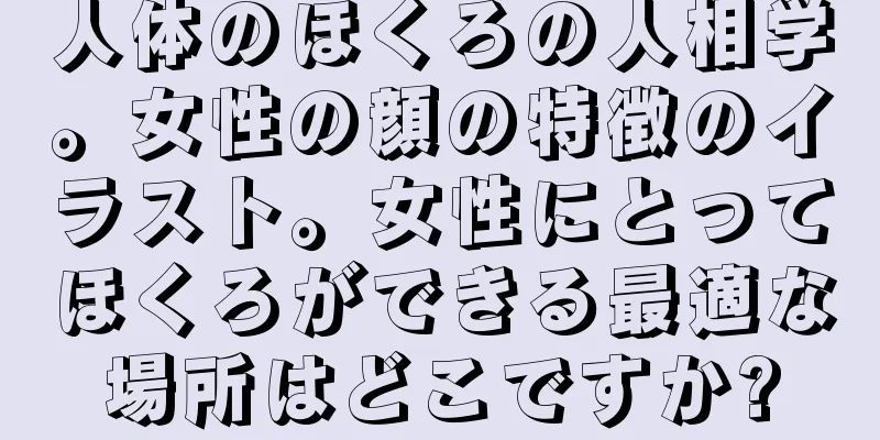 人体のほくろの人相学。女性の顔の特徴のイラスト。女性にとってほくろができる最適な場所はどこですか?