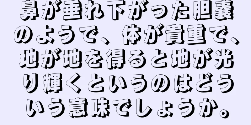 鼻が垂れ下がった胆嚢のようで、体が貴重で、地が地を得ると地が光り輝くというのはどういう意味でしょうか。