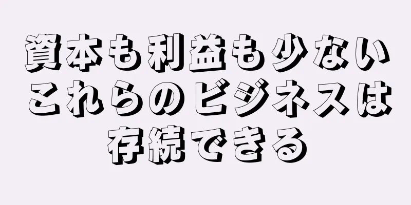 資本も利益も少ないこれらのビジネスは存続できる