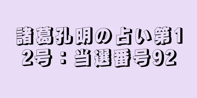 諸葛孔明の占い第12号：当選番号92