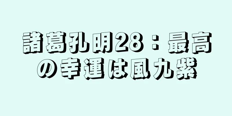 諸葛孔明28：最高の幸運は風九紫