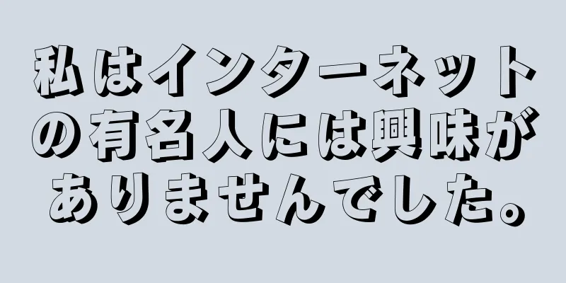 私はインターネットの有名人には興味がありませんでした。