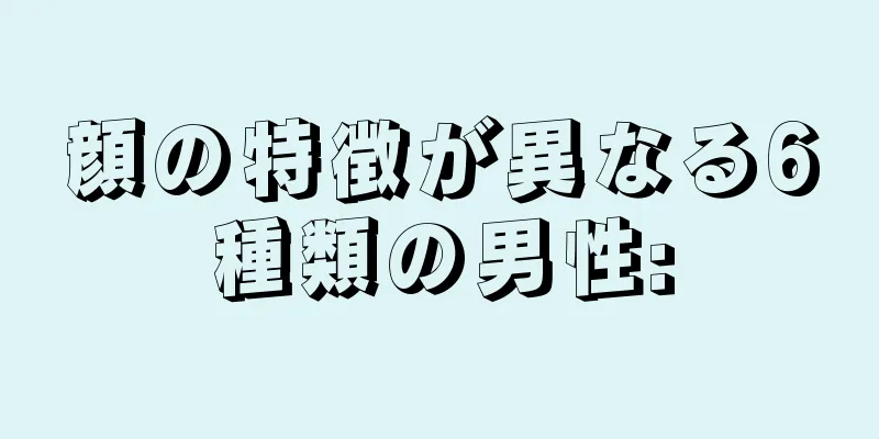 顔の特徴が異なる6種類の男性: