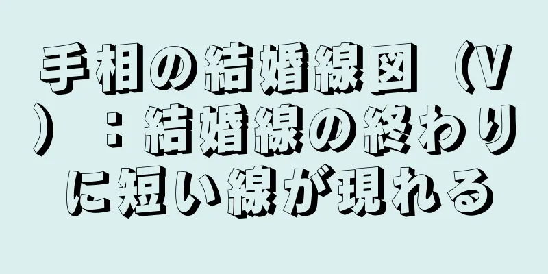 手相の結婚線図（V）：結婚線の終わりに短い線が現れる