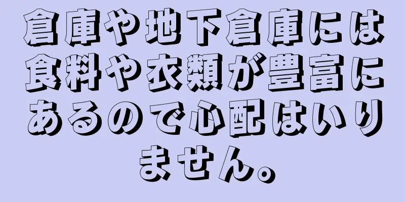 倉庫や地下倉庫には食料や衣類が豊富にあるので心配はいりません。