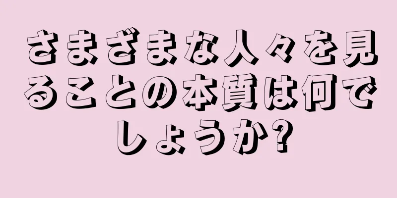 さまざまな人々を見ることの本質は何でしょうか?