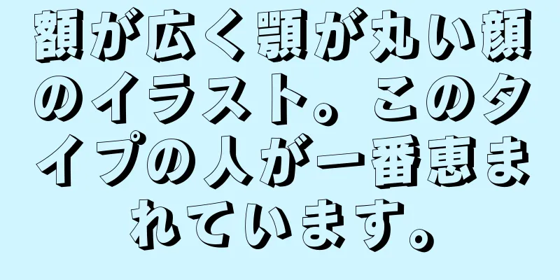 額が広く顎が丸い顔のイラスト。このタイプの人が一番恵まれています。