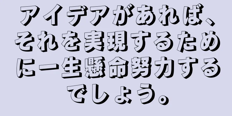 アイデアがあれば、それを実現するために一生懸命努力するでしょう。