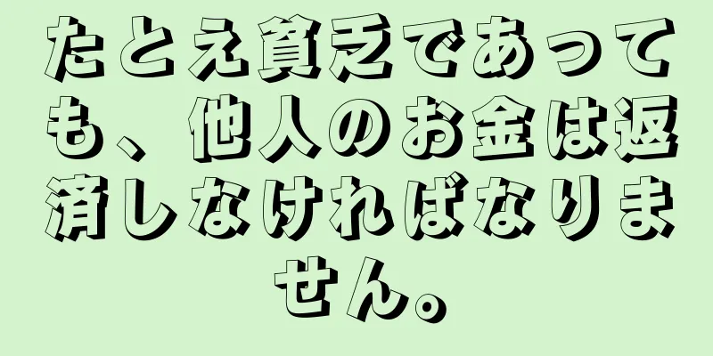 たとえ貧乏であっても、他人のお金は返済しなければなりません。