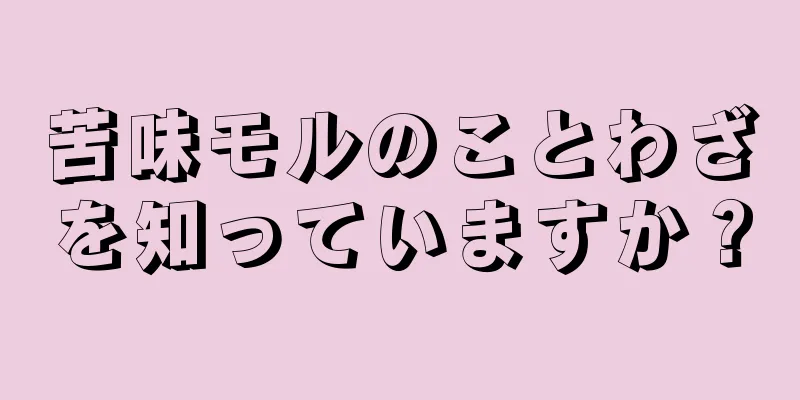 苦味モルのことわざを知っていますか？