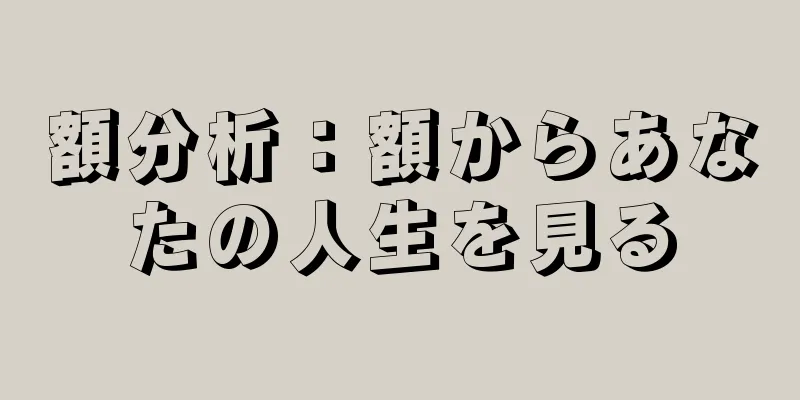 額分析：額からあなたの人生を見る